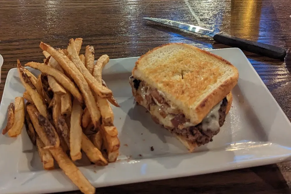 Swiss Patty Melt and Fries
